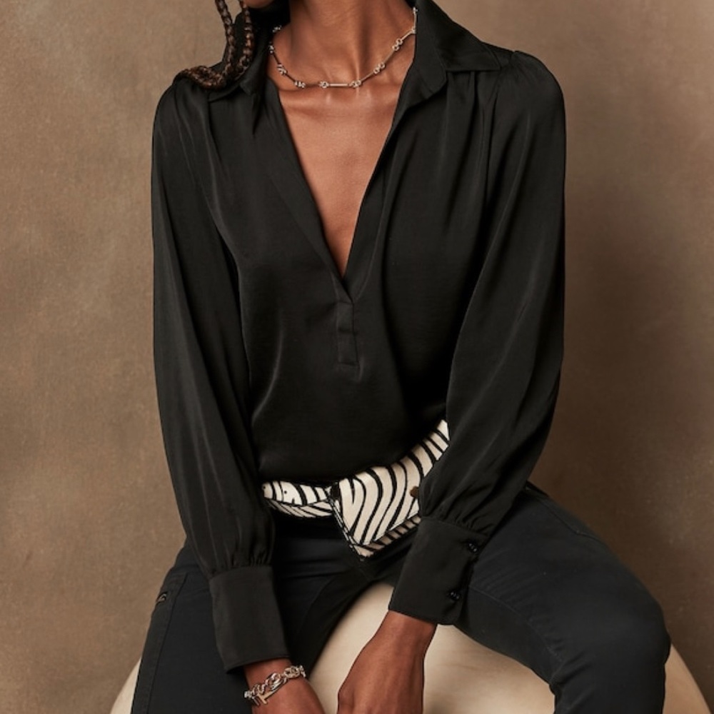 Free People Collared Silk Blouse